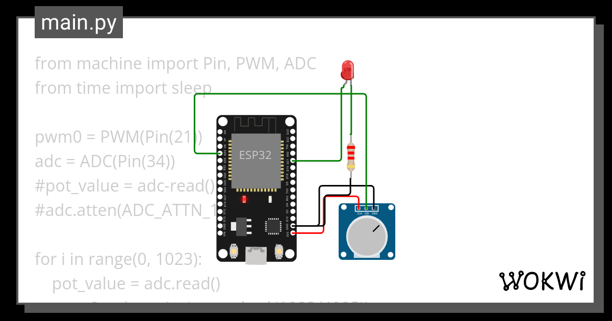 Analog Read Of Potentiometer Using Adc And Pwm To Control Led Brightness Wokwi Esp32 Stm32 5964