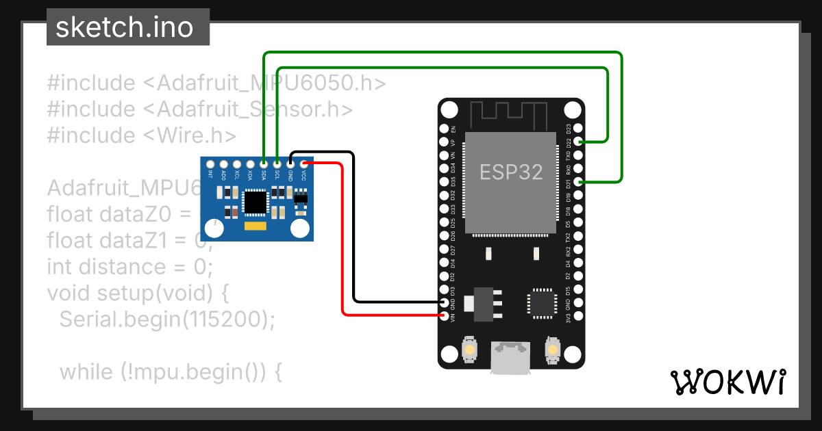Arduino ESP32 Code to calculate vertical displacement using MPU6050 ...