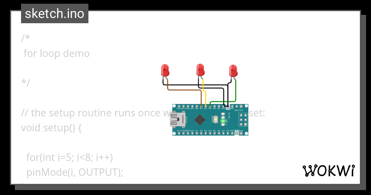 Tutorial For loop - Wokwi ESP32, STM32, Arduino Simulator