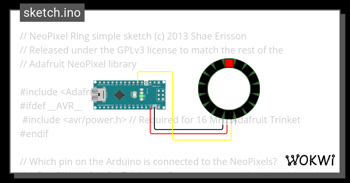 Neo Pixels Ring 1b - Wokwi ESP32, STM32, Arduino Simulator