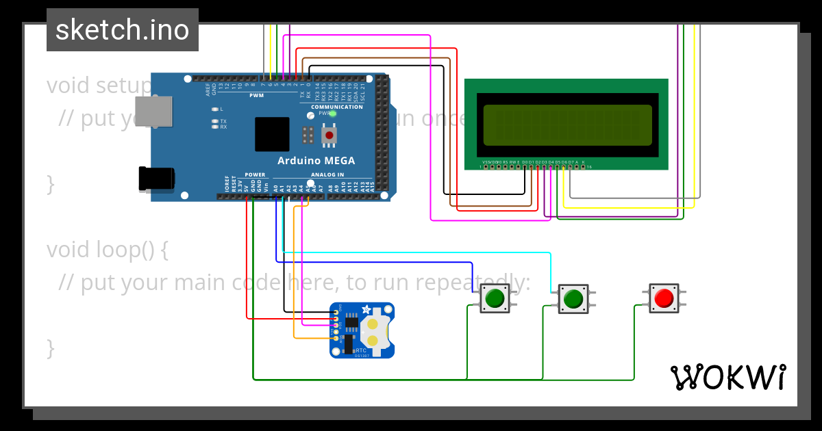 Real time clock.ino - Wokwi ESP32, STM32, Arduino Simulator