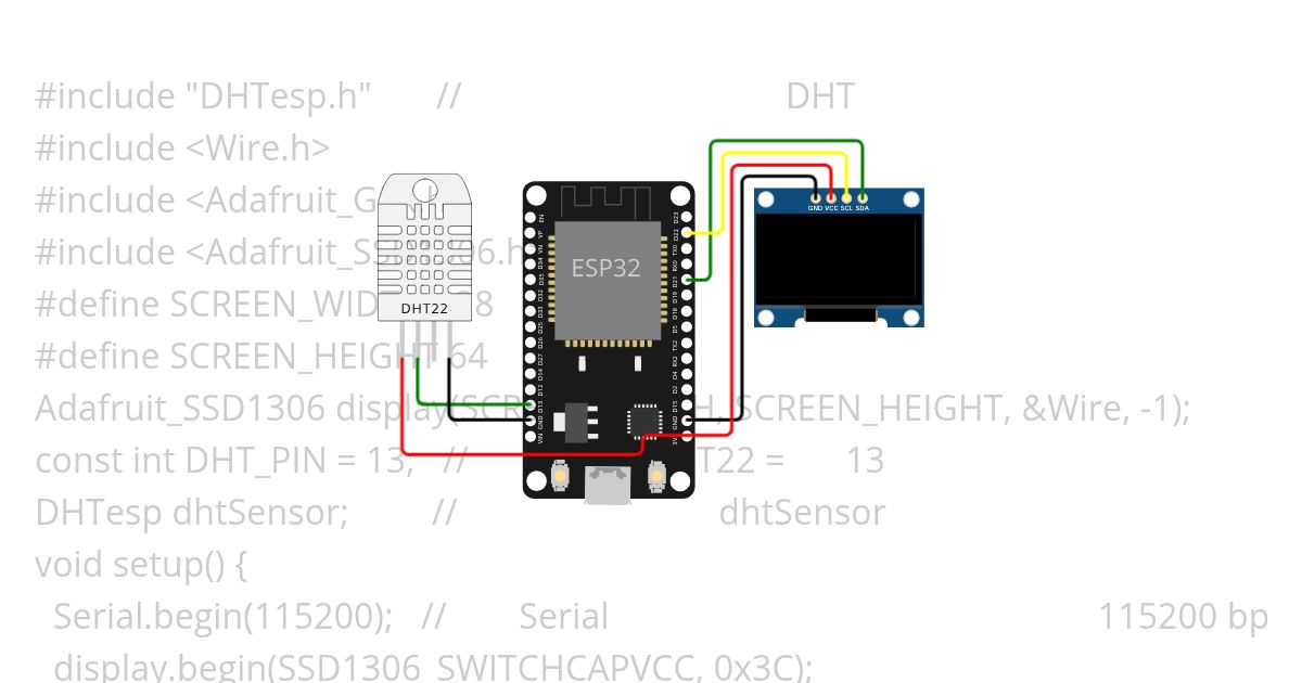 บทที่ 5 ESP32 อ่านค่าเซนเซอร์ DHT22 แสดงผลจอ OLED simulation