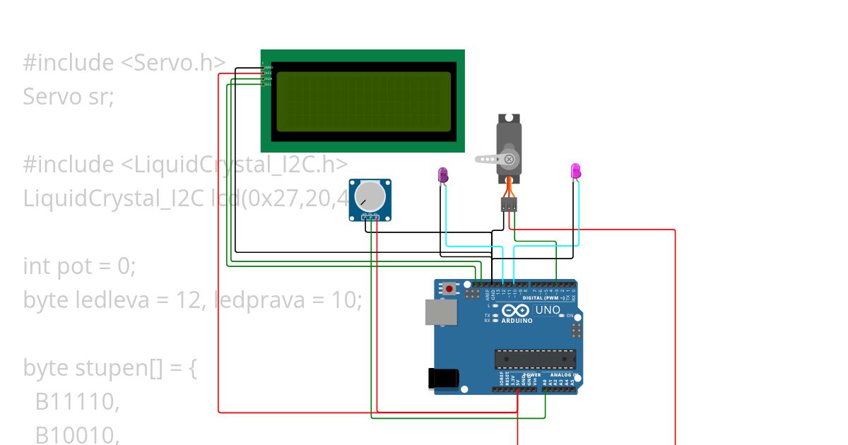 potenciometr a servo simulation