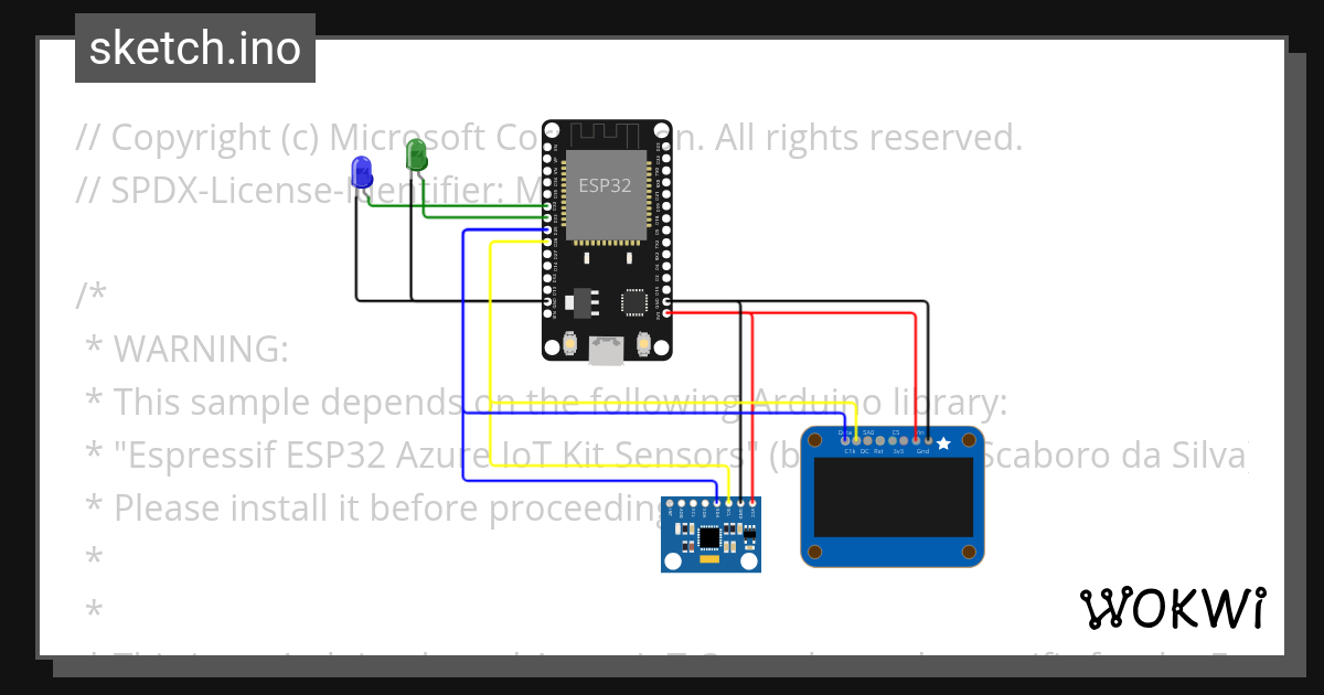 TEST - ESP32 - Azure IoT Central - Wokwi Arduino and ESP32 Simulator