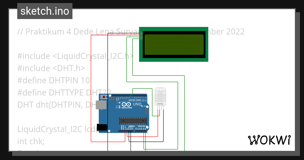 Sensor DHT22 dan LCD - Wokwi ESP32, STM32, Arduino Simulator