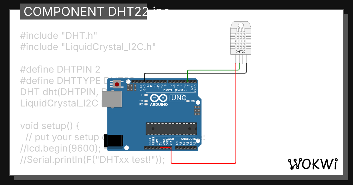 COMPONENT DHT22.ino - Wokwi ESP32, STM32, Arduino Simulator