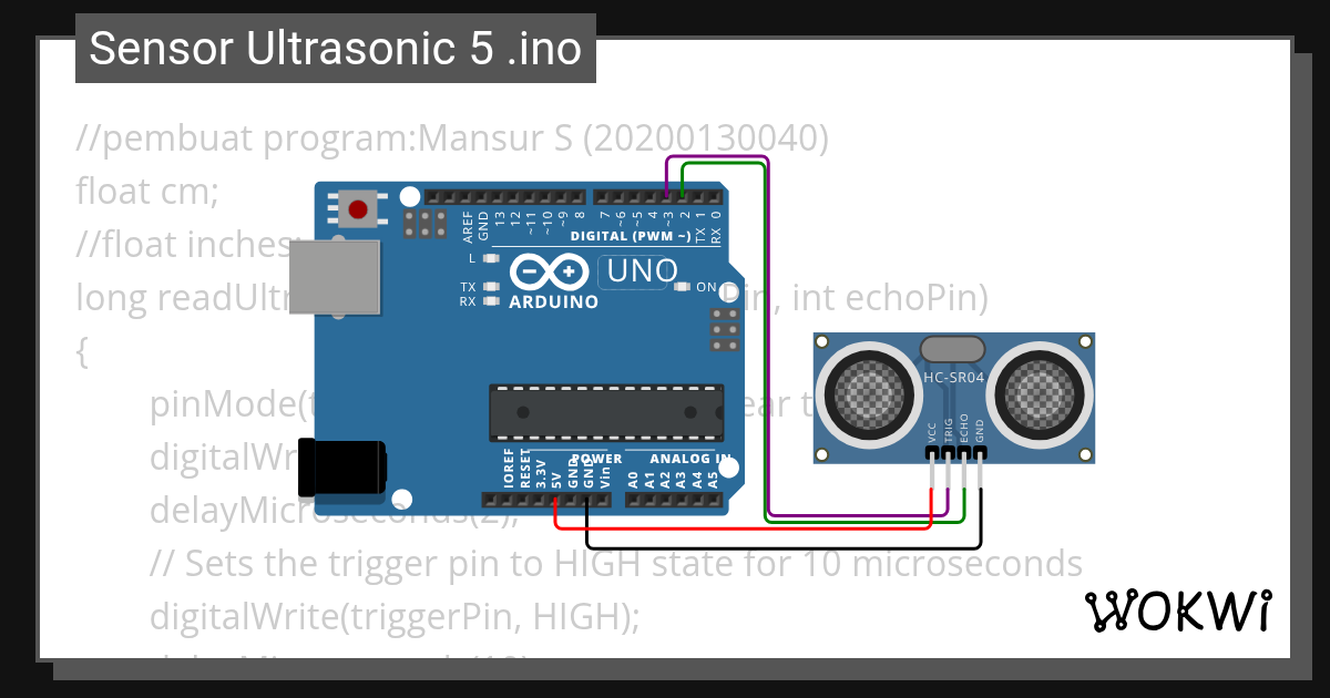 Sensor Ultrasonic - Wokwi ESP32, STM32, Arduino Simulator