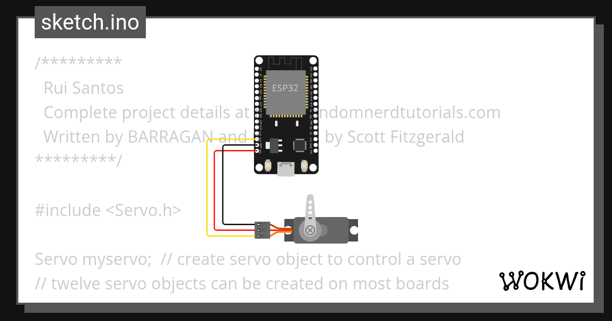 esp32_servo.ino Wokwi ESP32, STM32, Arduino Simulator