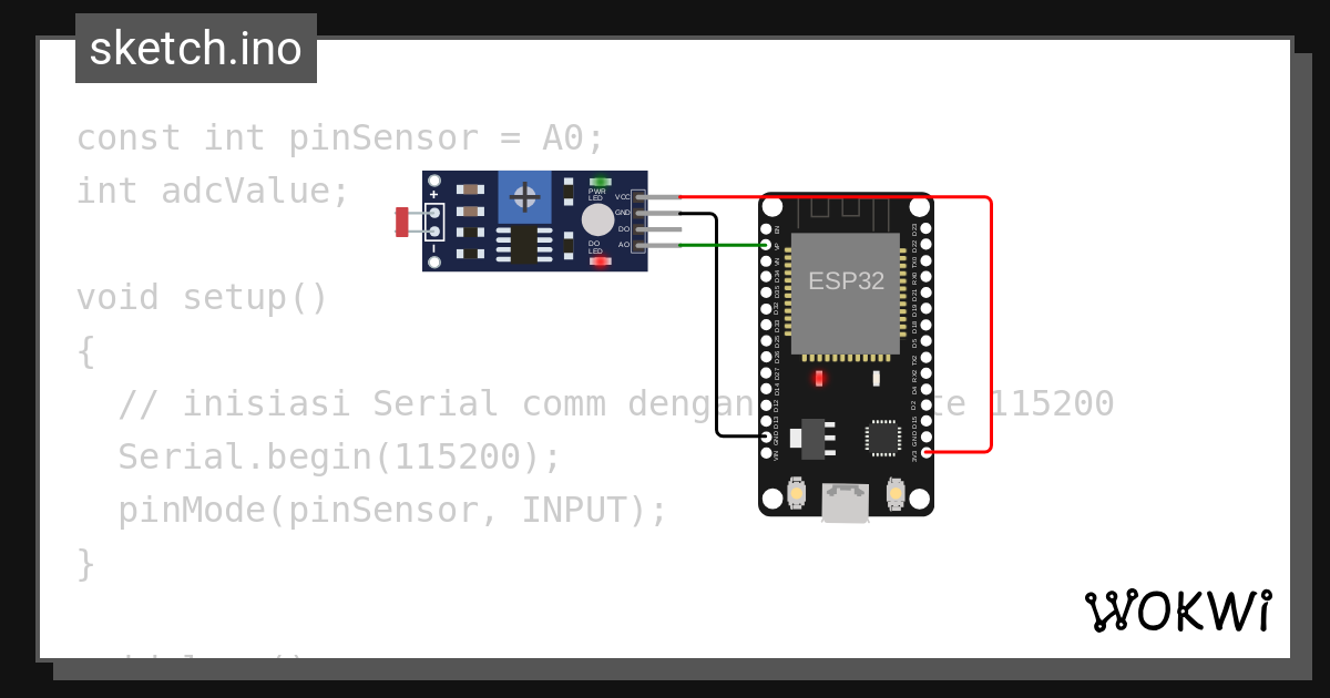 LDR ESP 32 - Wokwi ESP32, STM32, Arduino Simulator