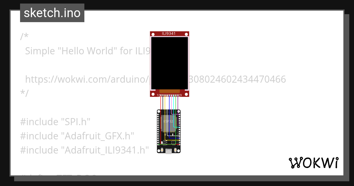 TFT LCD ESP32 - Wokwi ESP32, STM32, Arduino Simulator