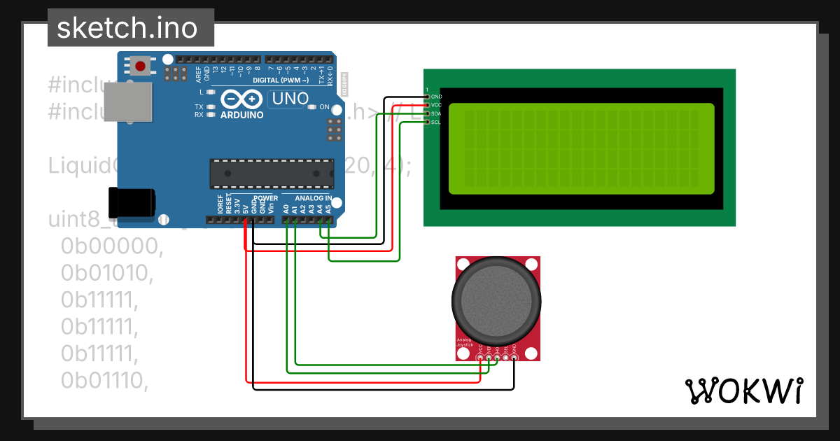 LCD+箭頭搖桿 - Wokwi ESP32, STM32, Arduino Simulator