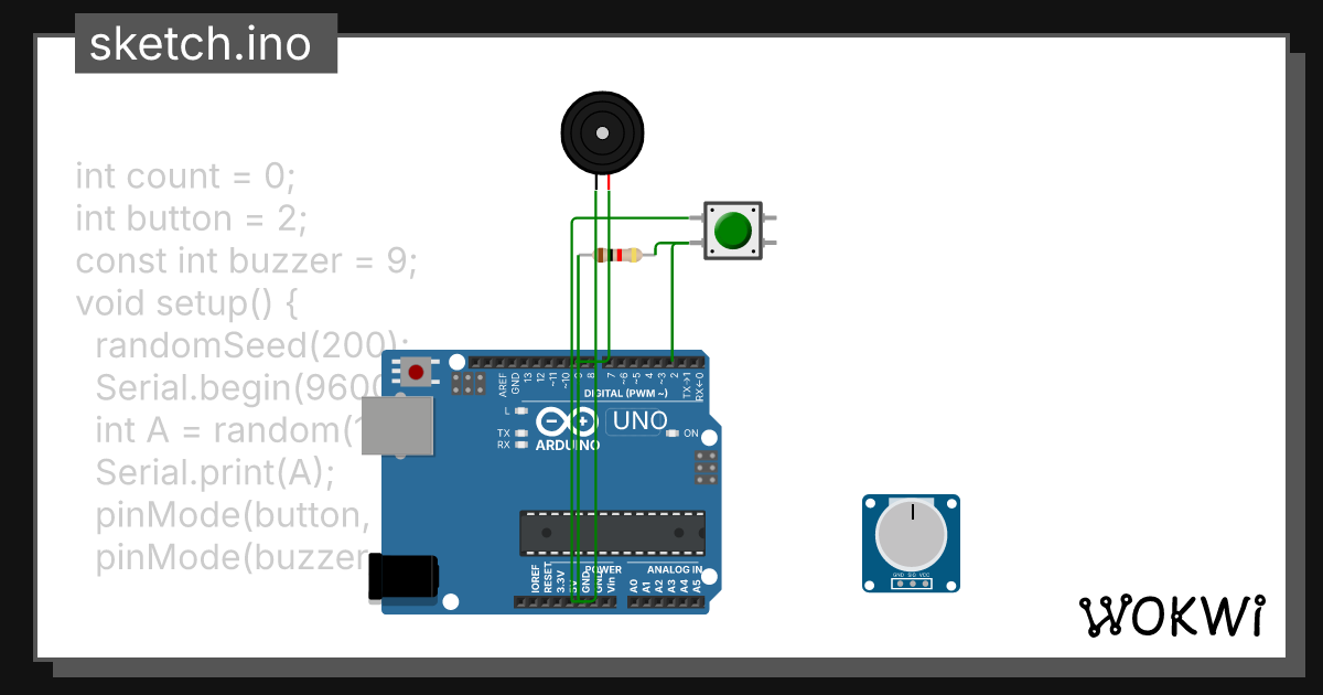 dobbel met buzzer - Wokwi ESP32, STM32, Arduino Simulator