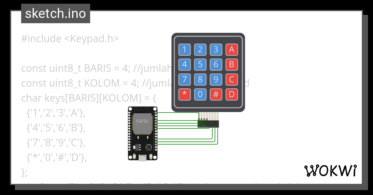 Menampilkan Input Keypad Pada Serial Monitor Wokwi Esp Stm