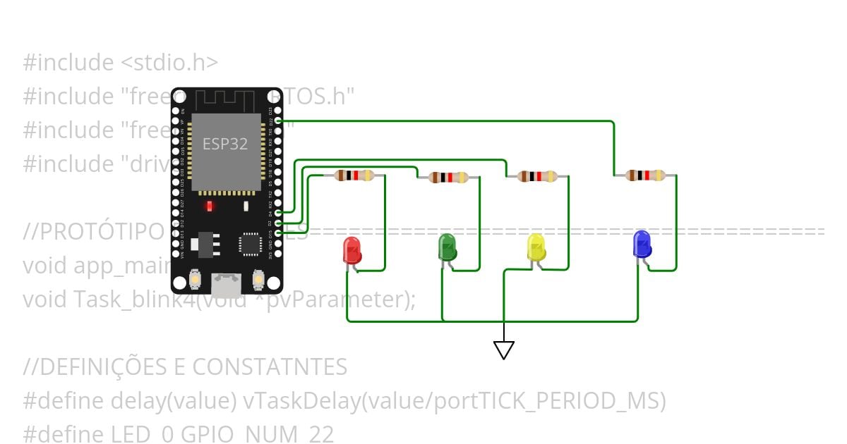 blink4Leds.c simulation