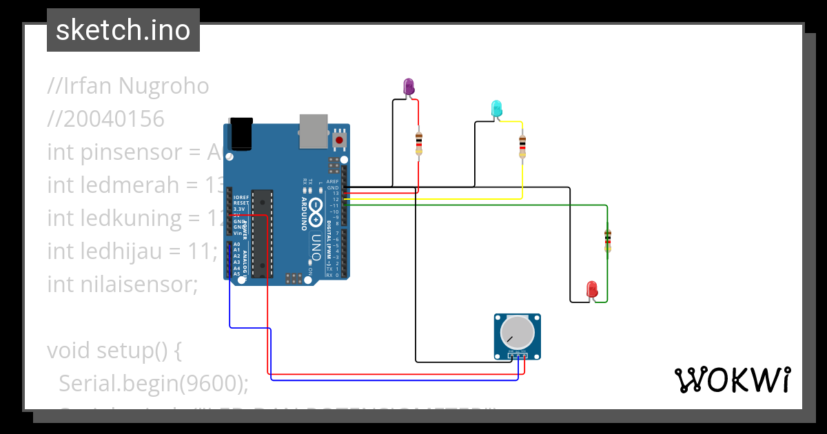 Led Dan Potensiometer Wokwi Esp Stm Arduino Simulator