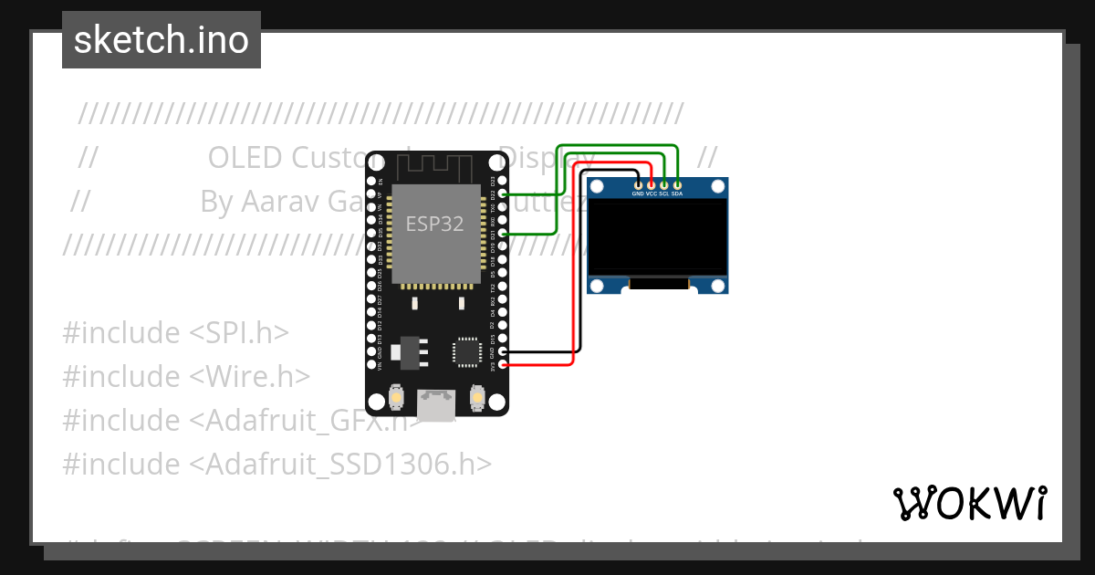 ESP32 +Display OLED - Wokwi ESP32, STM32, Arduino Simulator