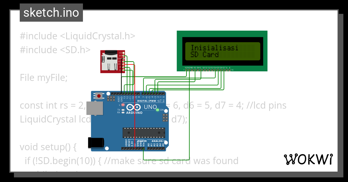 LCD + SD Card - Wokwi ESP32, STM32, Arduino Simulator