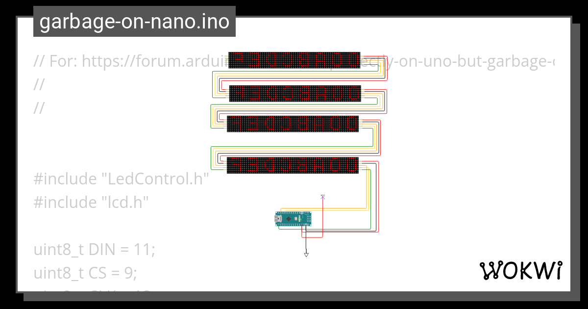 Garbage On Nano Ino Wokwi ESP32 STM32 Arduino Simulator