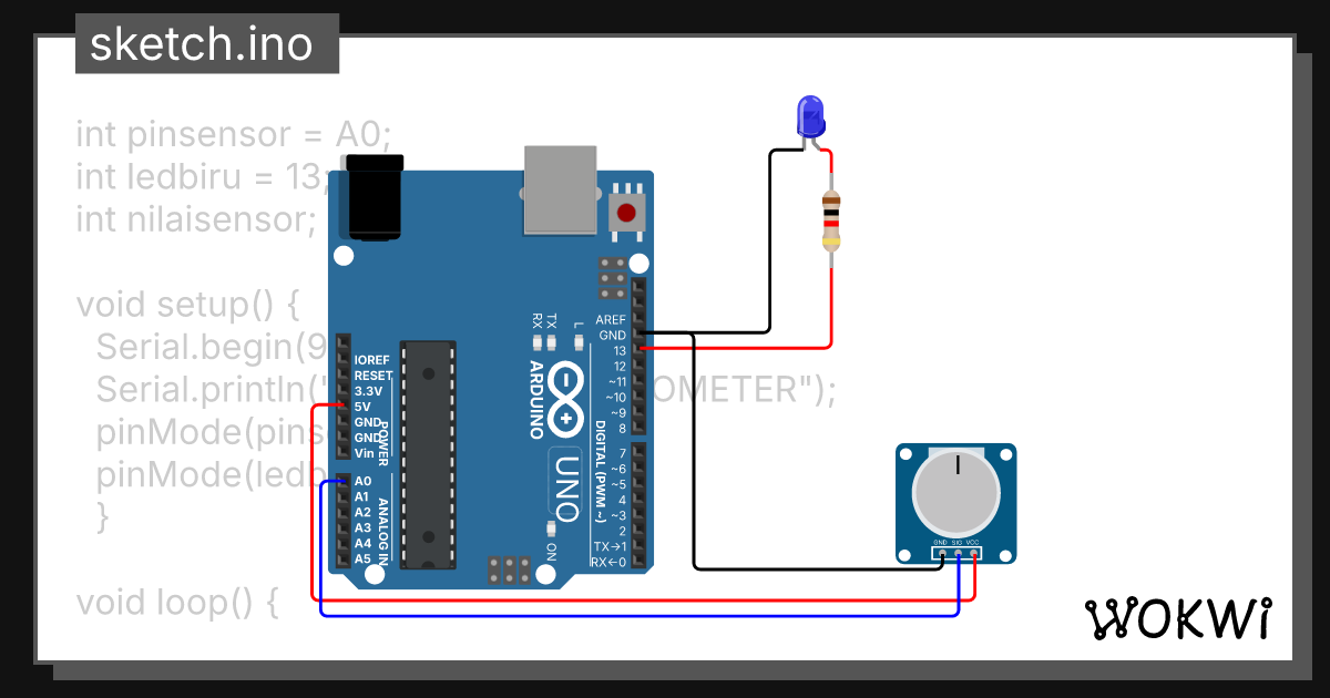 LED dan Potensiometer - Wokwi ESP32, STM32, Arduino Simulator
