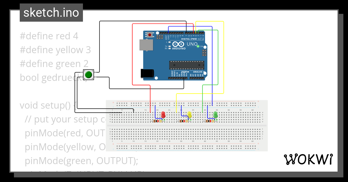 Fussgängerampel mit Schalter - Wokwi ESP32, STM32, Arduino Simulator