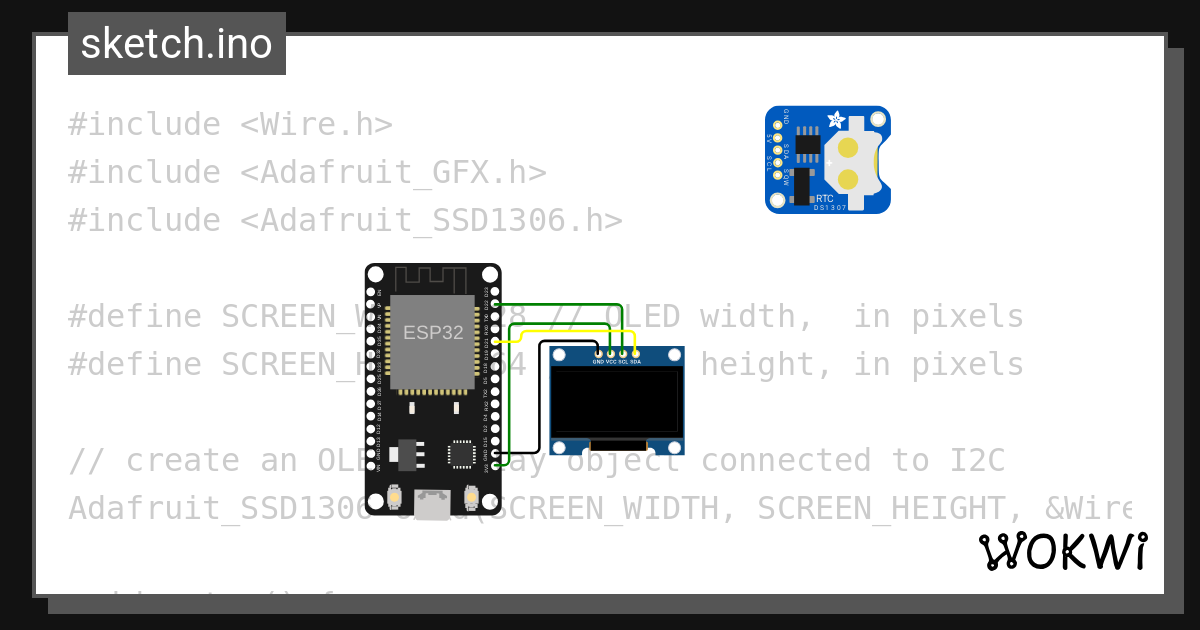 Esp32 oled clock wokwi esp32 stm32 arduino simulator
