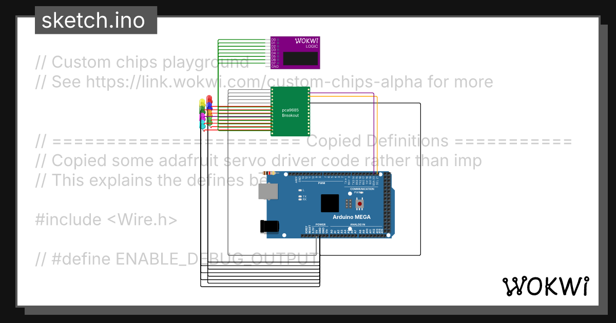 pca9685 custom chip copy - Wokwi Arduino and ESP32 Simulator