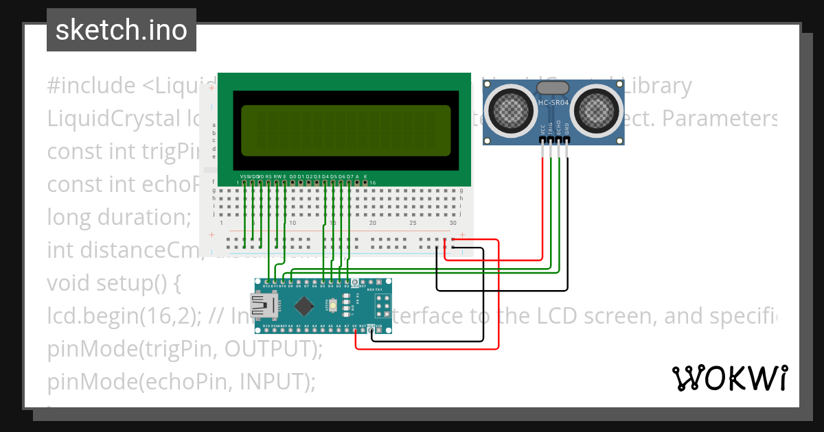 Ultrasonic sensor - Wokwi ESP32, STM32, Arduino Simulator