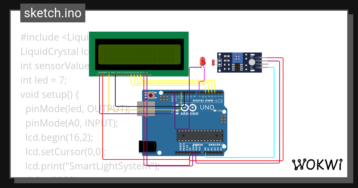 LDR+LCD - Wokwi ESP32, STM32, Arduino Simulator