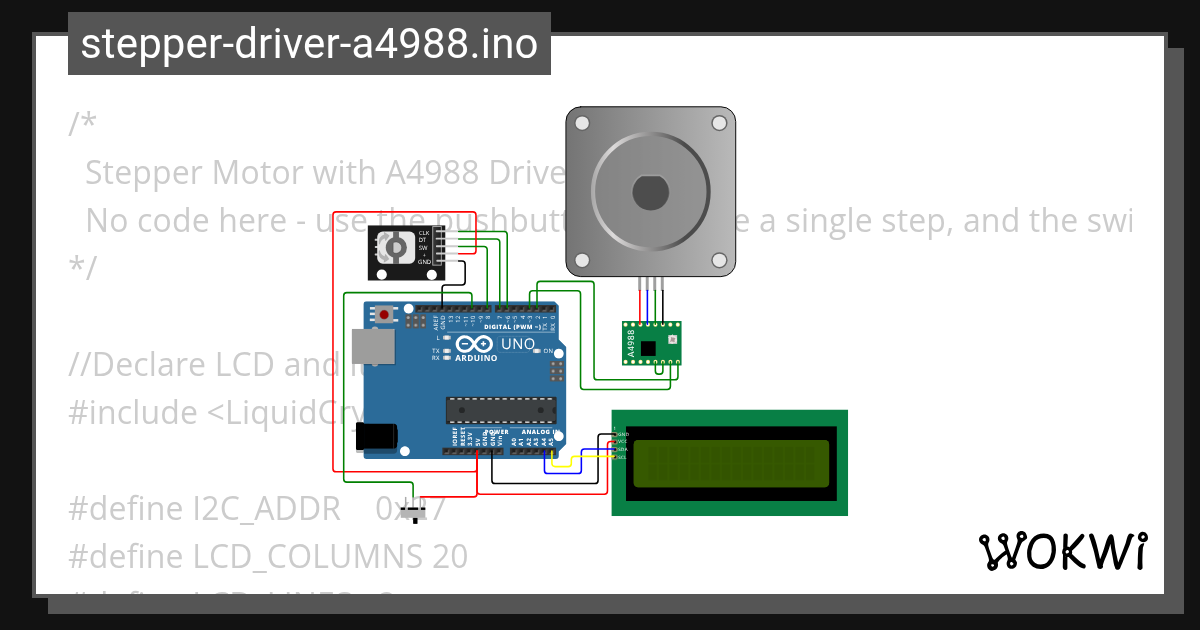 stepper driver with RS and LCD.ino - Wokwi ESP32, STM32, Arduino Simulator