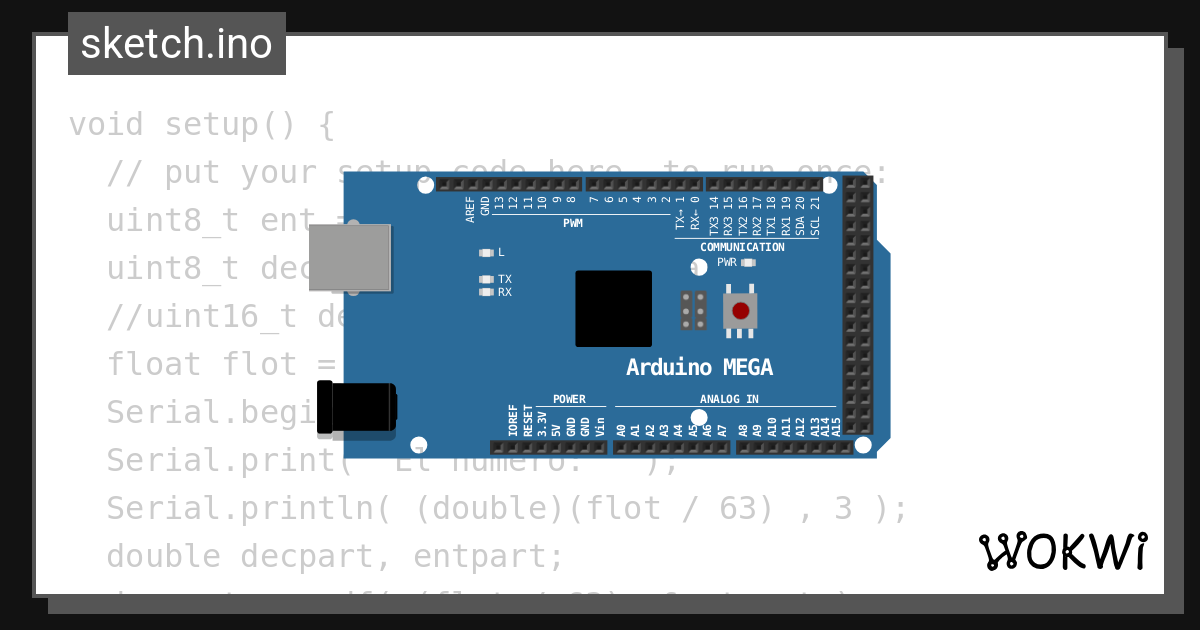 Test float to two uint8 t ino wokwi esp32 stm32 arduino simulator