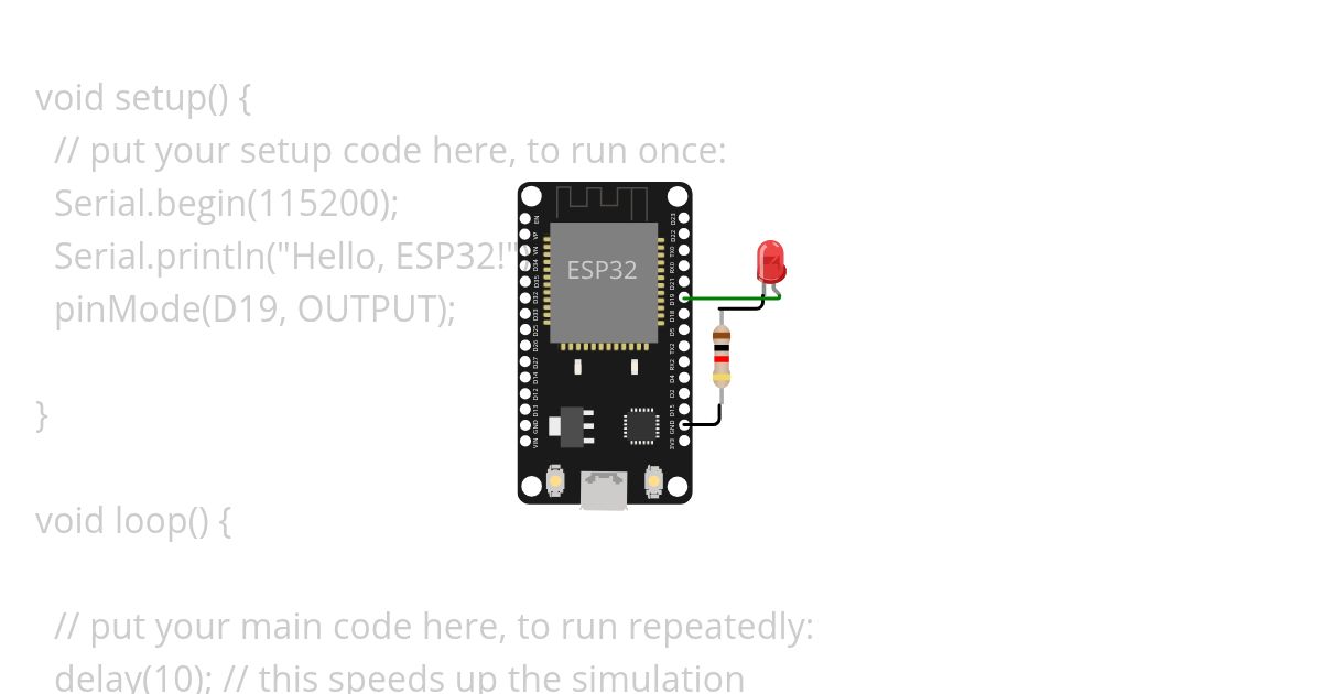 esp32-and-led.ino simulation