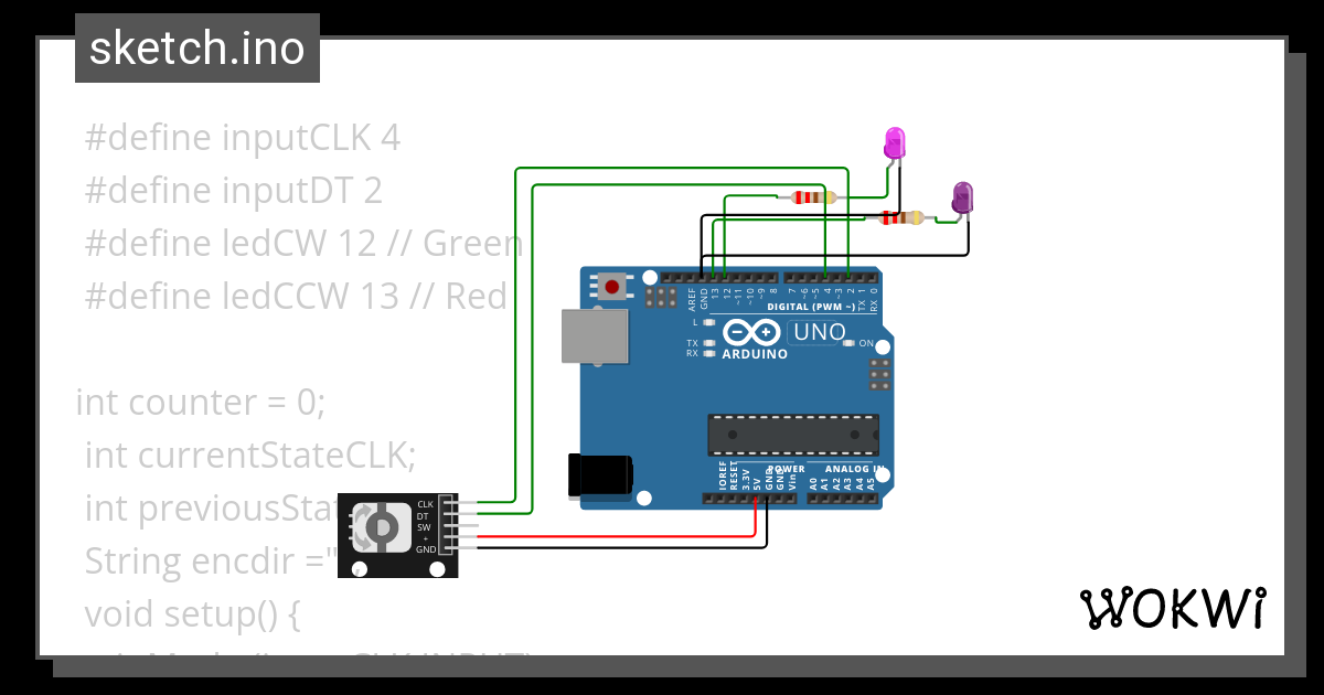 Rotary encoder - Wokwi Arduino and ESP32 Simulator