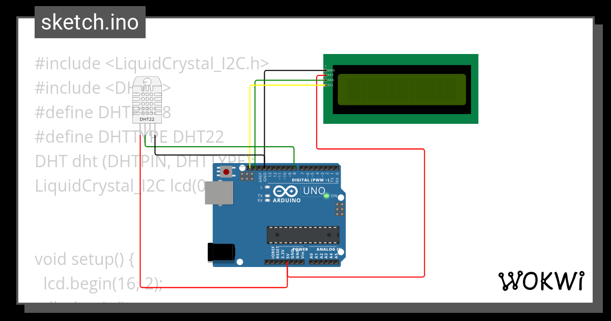 Temperature and Humidity monitor - Wokwi ESP32, STM32, Arduino Simulator