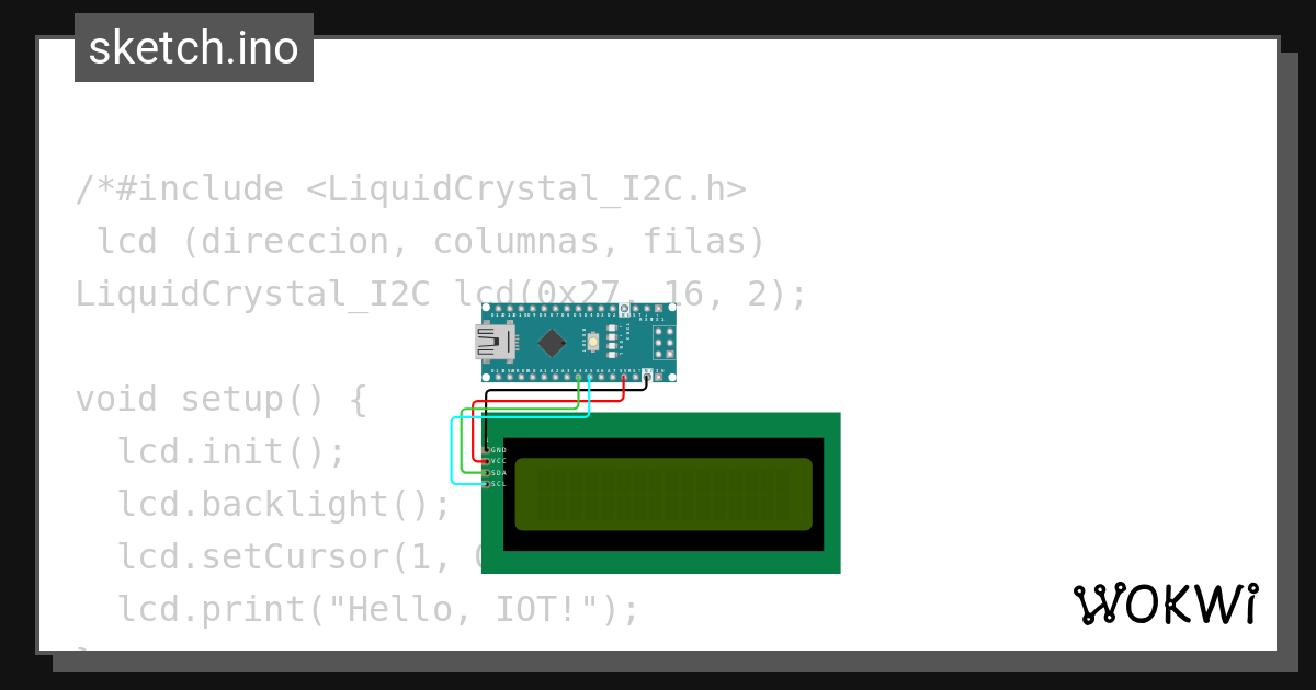 arduino nano I2c lcd - Wokwi ESP32, STM32, Arduino Simulator