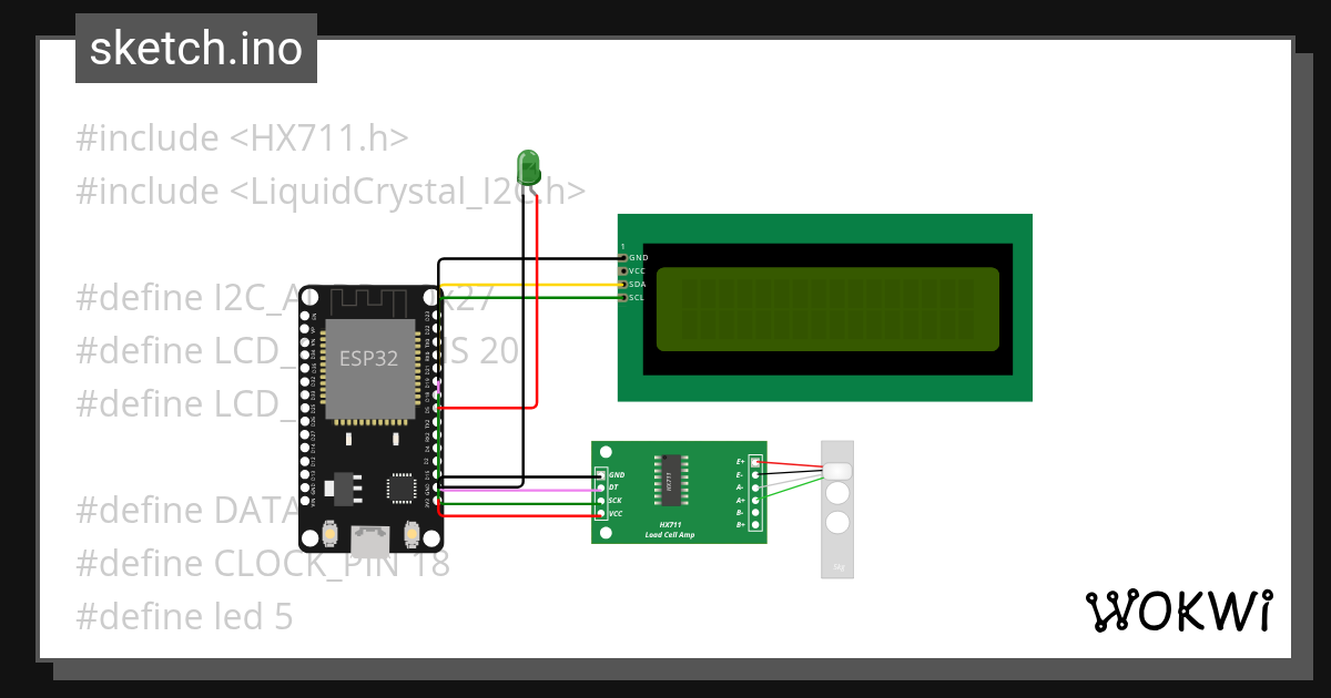 coding load cell - Wokwi ESP32, STM32, Arduino Simulator
