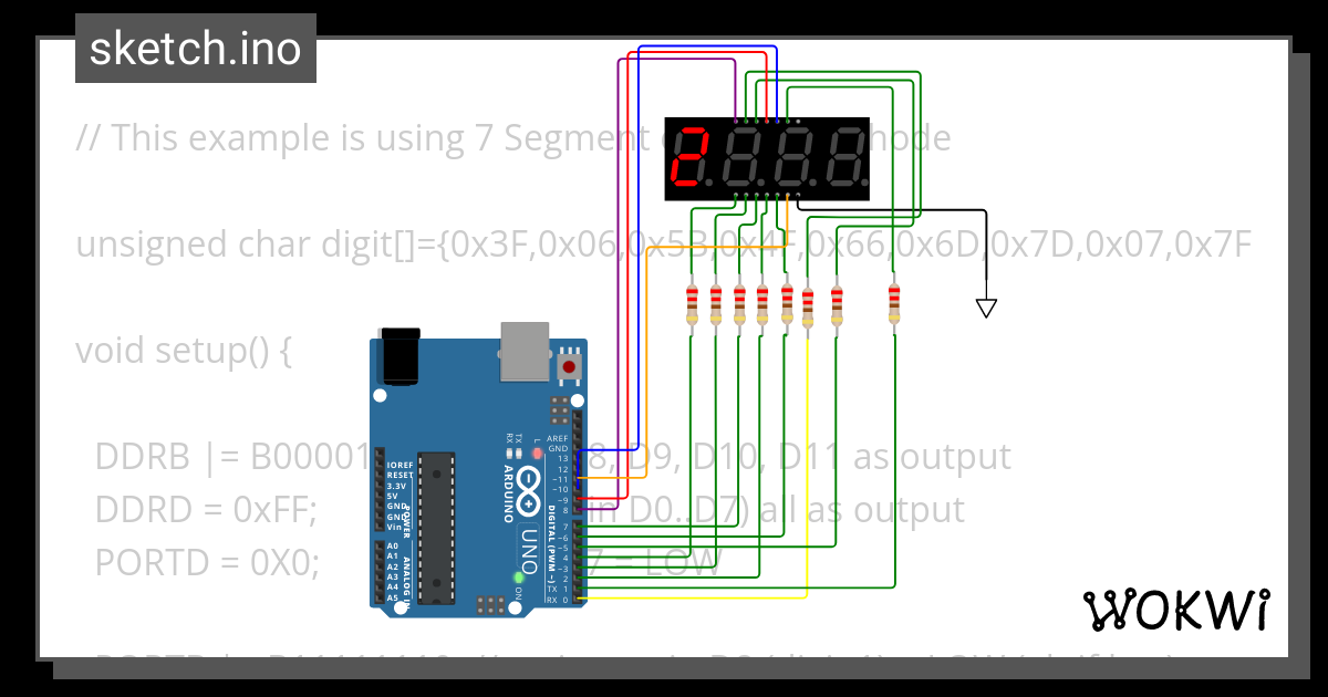 7 Segment Common Cathode Wokwi Esp32 Stm32 Arduino Simulator 2326