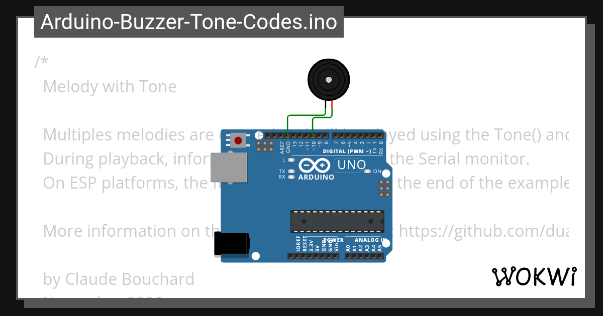 Arduino-Buzzer-Tone-Codes.ino - Wokwi ESP32, STM32, Arduino Simulator