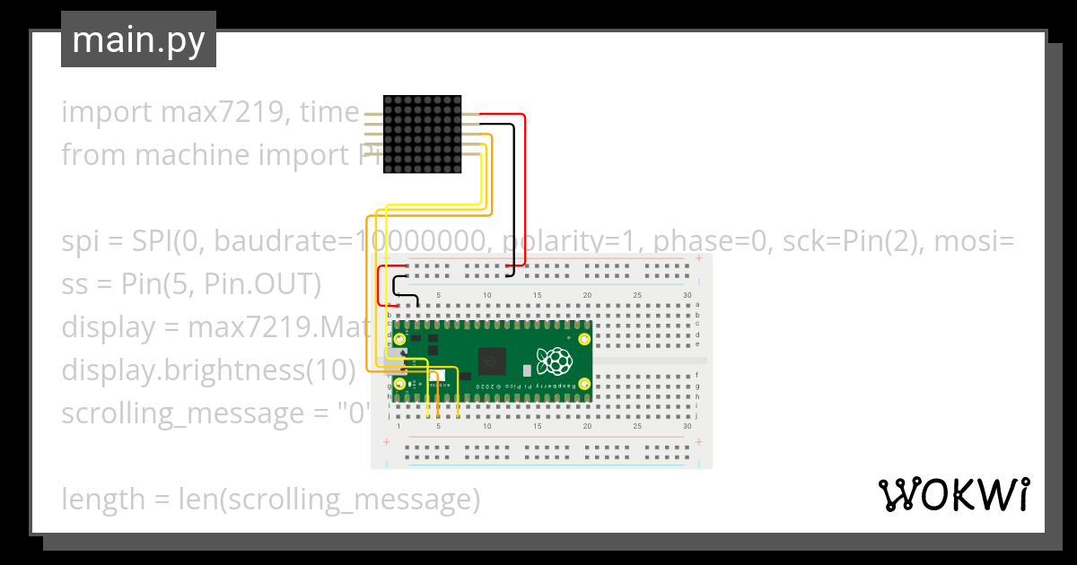 8x8 led matrix - Wokwi ESP32, STM32, Arduino Simulator