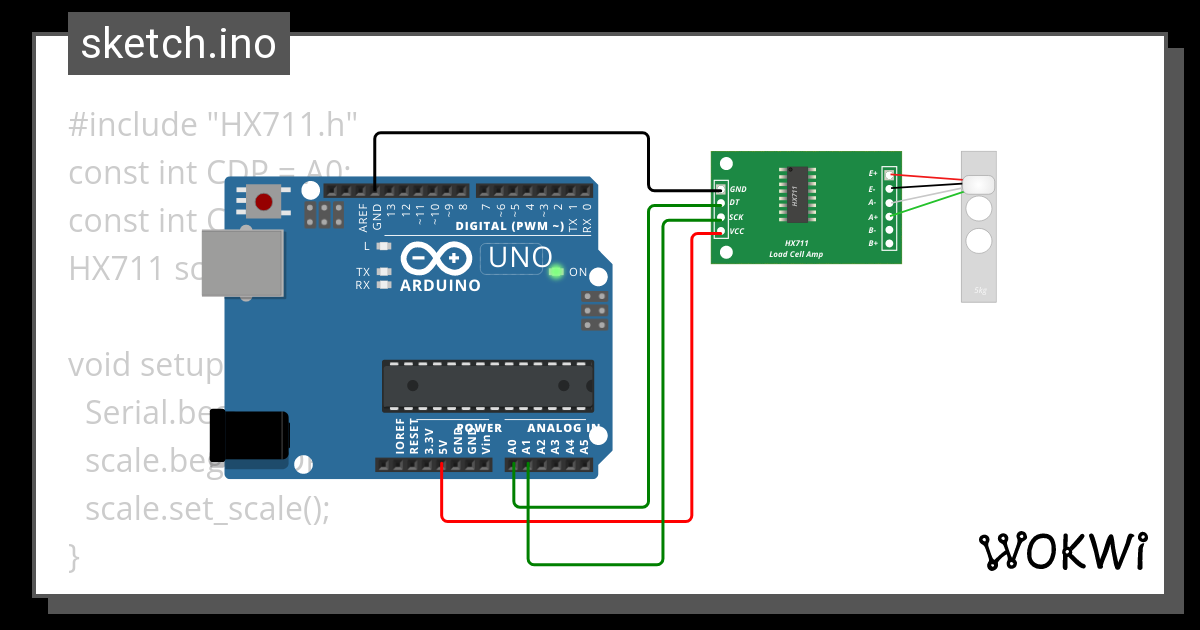 LoadCell 50KG - Wokwi ESP32, STM32, Arduino Simulator