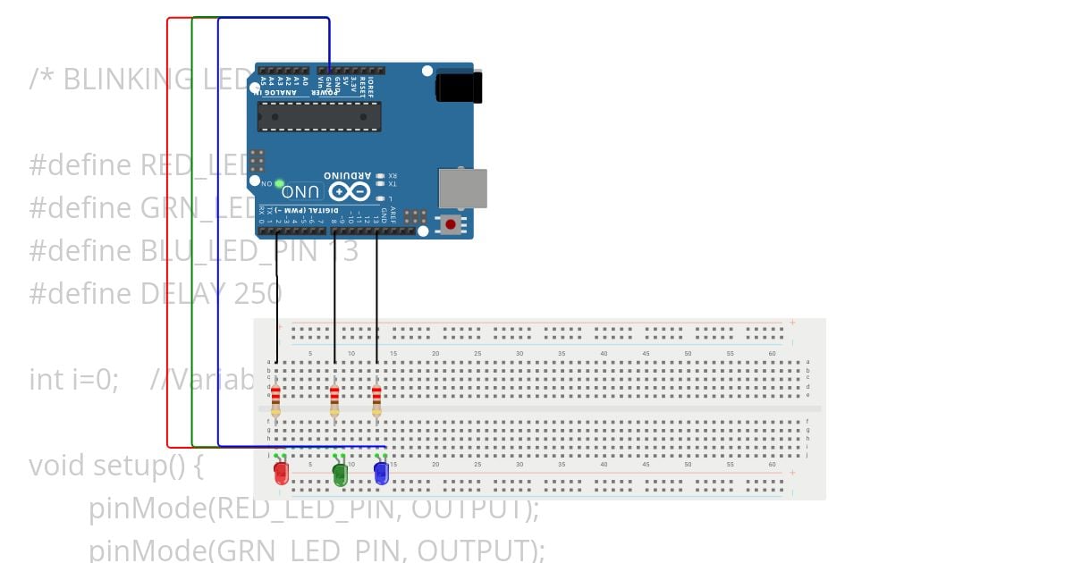 Blinking LEDs ver. B simulation