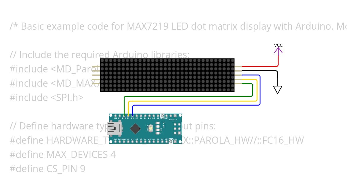Arduino Nano Led matrix MD-Parola TEST simulation