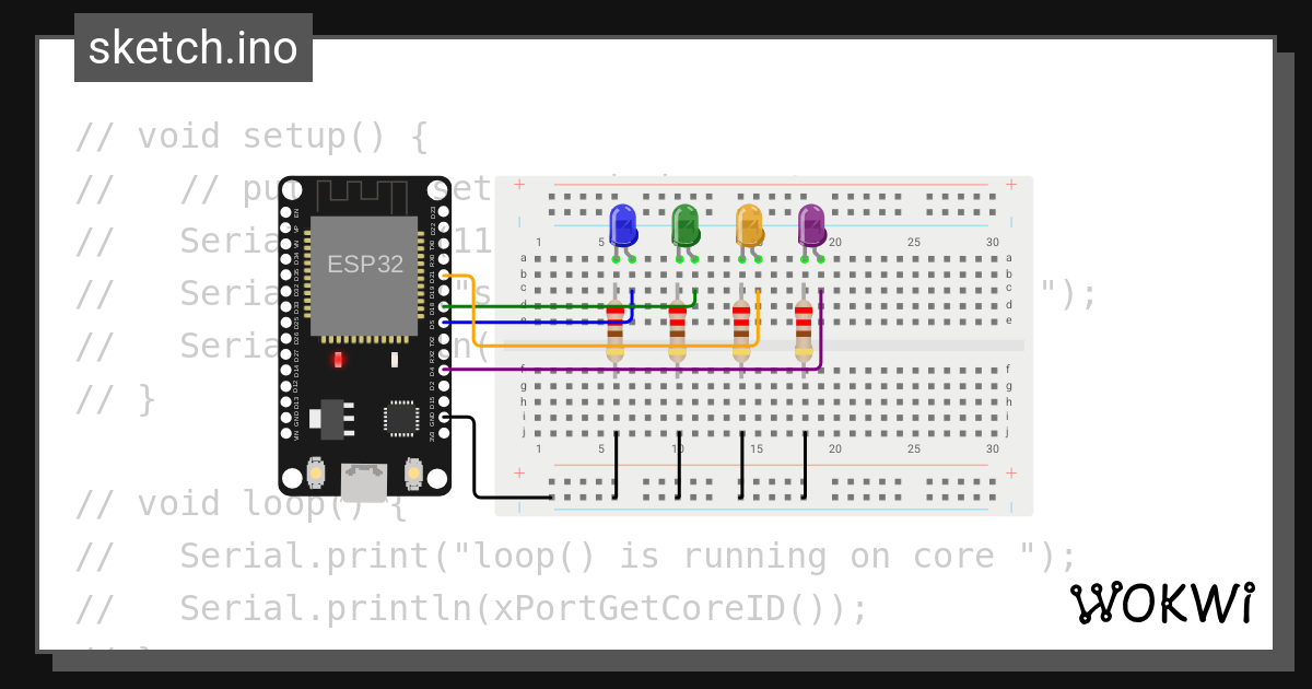 RTOS - multitasking - Wokwi ESP32, STM32, Arduino Simulator