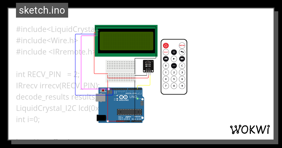 I2C Infrared Remote - Wokwi ESP32, STM32, Arduino Simulator