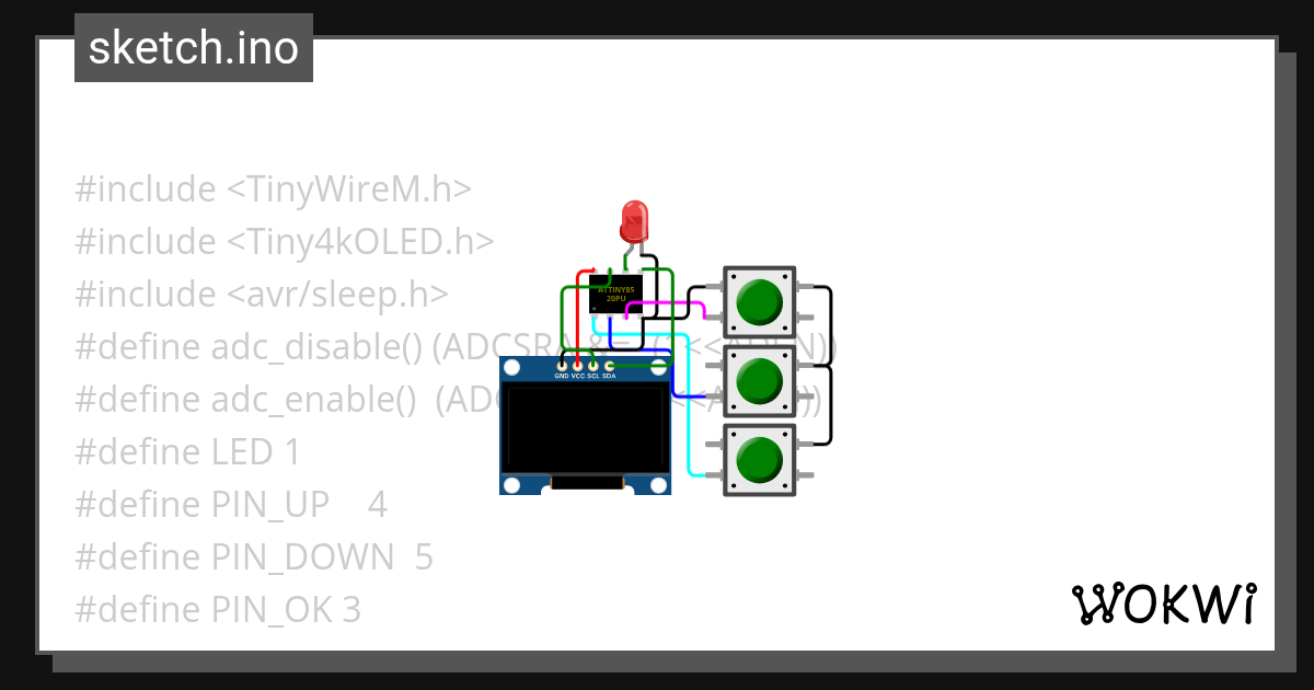 MENU ATTINY85 - Wokwi Arduino and ESP32 Simulator
