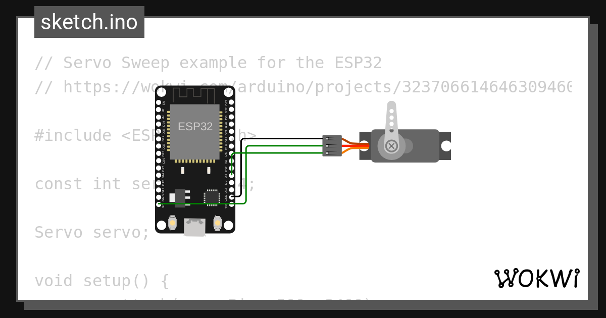 Esp32 with servo motor 90 wokwi esp32 stm32 arduino simulator