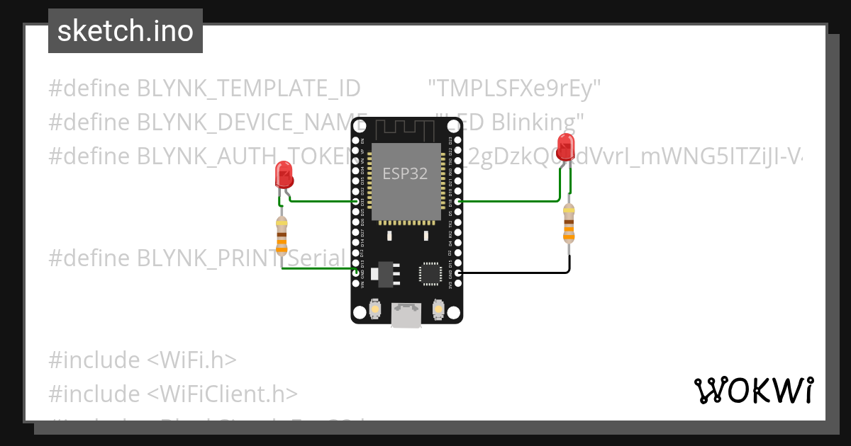 LED Blinking with BLYNK Wokwi ESP32, STM32, Arduino Simulator
