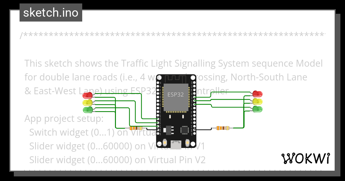 Traffic Light 2 Lane Wokwi Esp32 Stm32 Arduino Simulator