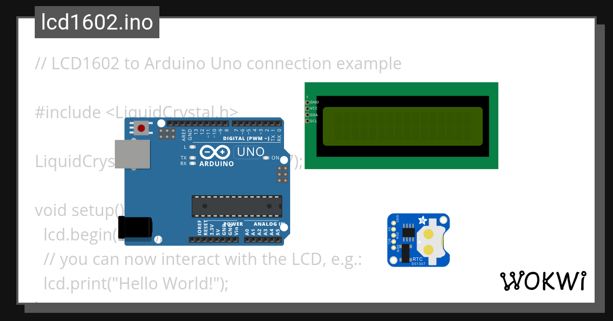 lcd1602.ino - Wokwi ESP32, STM32, Arduino Simulator