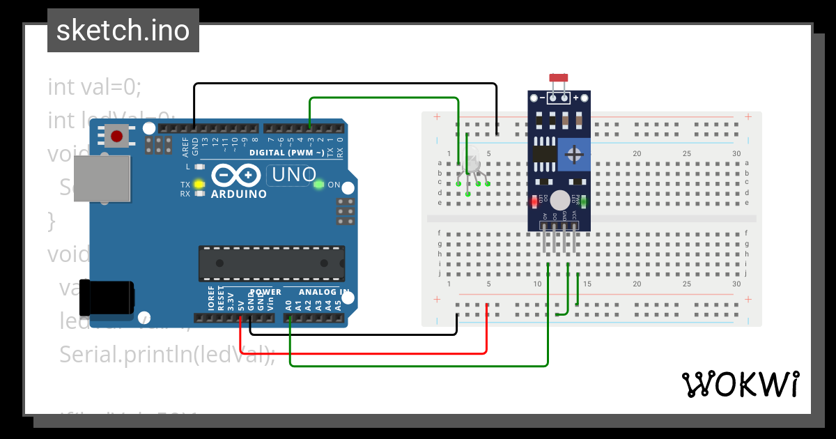 フォトレジスタとLED - Wokwi Arduino and ESP32 Simulator