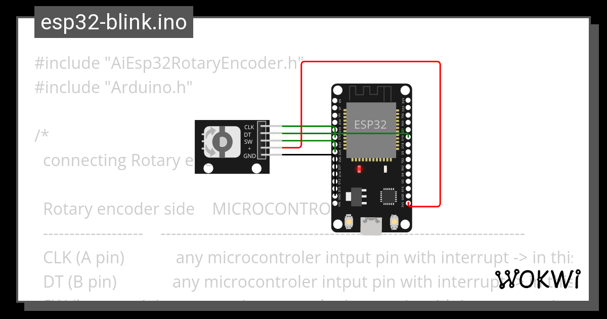 Esp 32 Rotary Encoder - Wokwi ESP32, STM32, Arduino Simulator